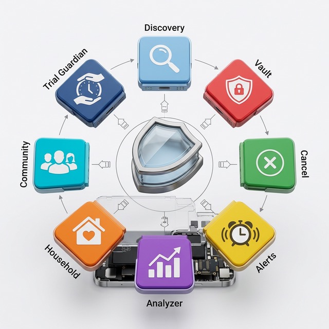 Eight purpose-built tools work together behind the scenes: an automatic discovery engine that finds every recurring char